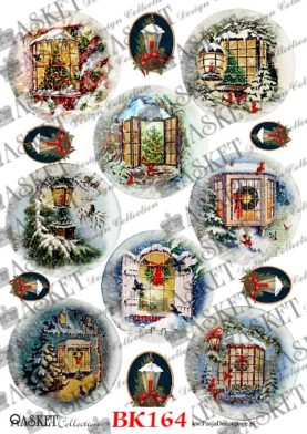 bajkowe okiennice z elementami dekoracji świątecznych