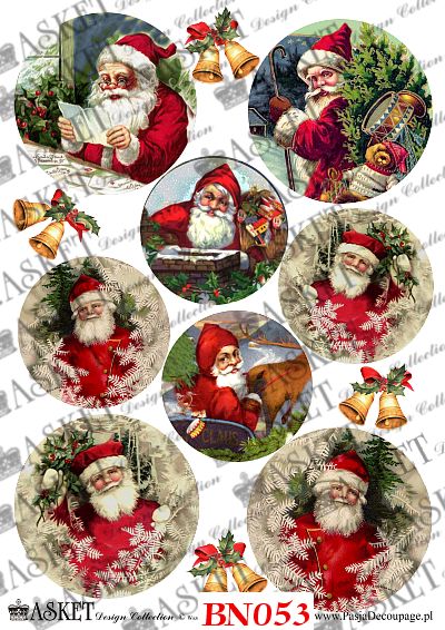 postacie wesołego Decoupage Motywy święty Mikołajmikołaja z prezentami