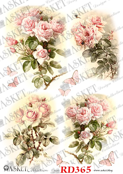 Romantyczne pastelowe róże decoupge ryzowy papier