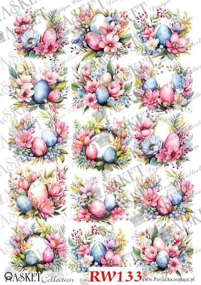 wielkanocne bukiety - wzory kwiatowe do jajek