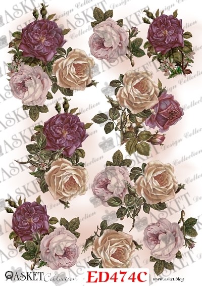 róże vintage kolory spłowiałe na papierze