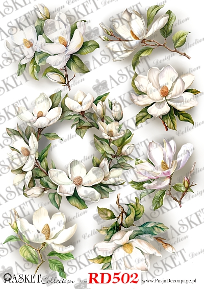 motywy z magnolią jako papier do zdobienia
