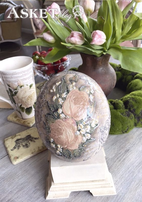 Strusie Jajo Retro Decoupage Asket