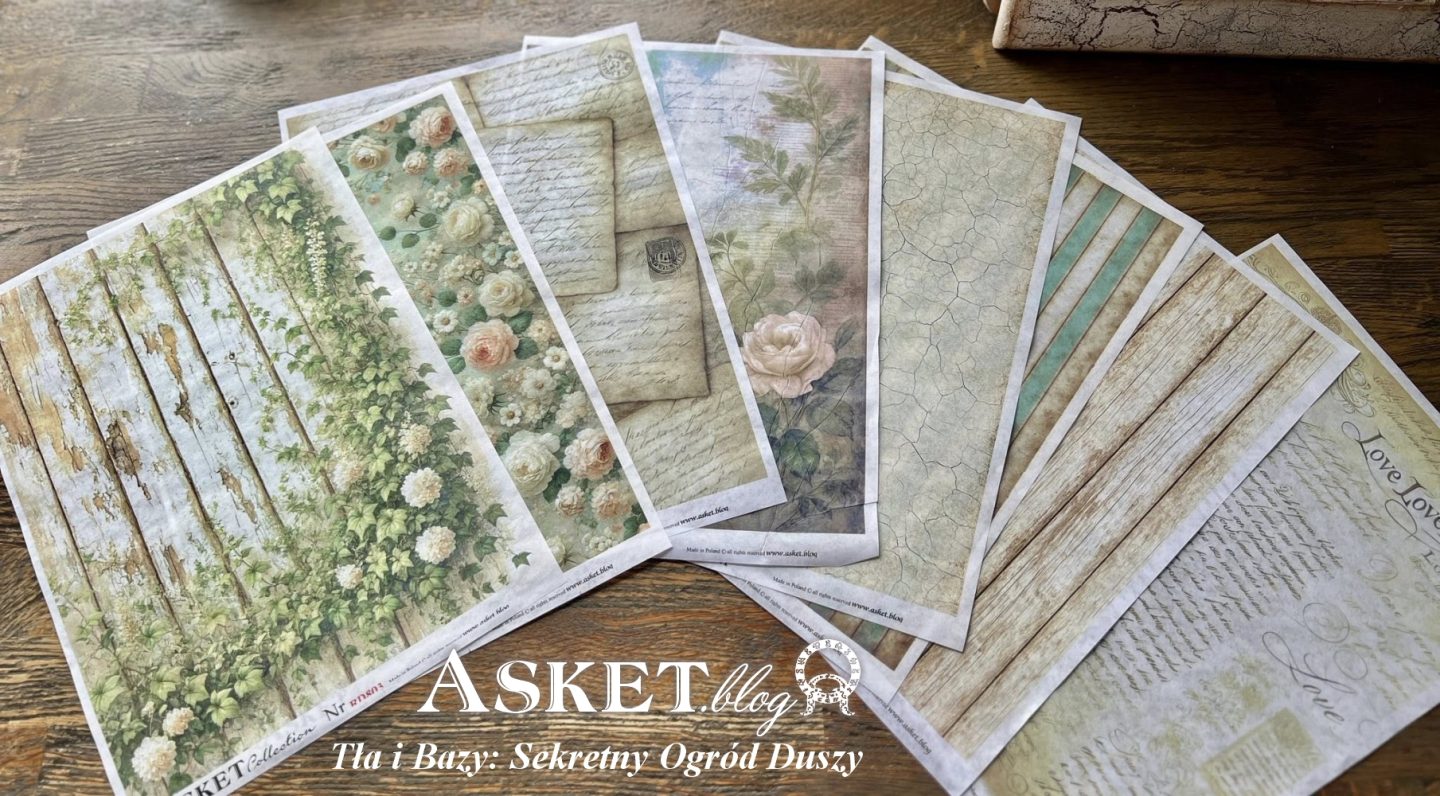 Zestaw teł i baz z papierów ryżowych do decoupage z kolekcji Sekretny Ogród Duszy od Asket Craft House