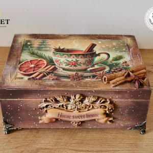 pudełko na herbatę decoupage papier ryżowy