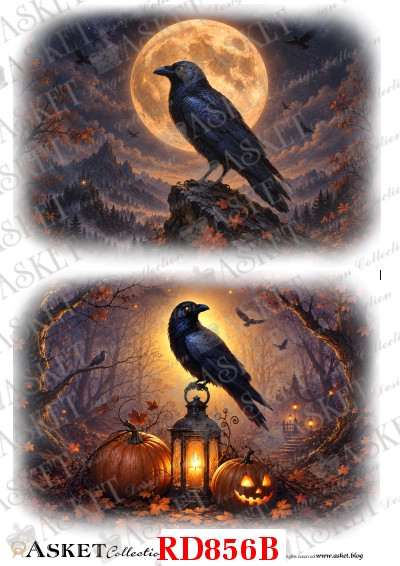 mixed media decoupage wzory Jesienny Kruk spooky hallowen