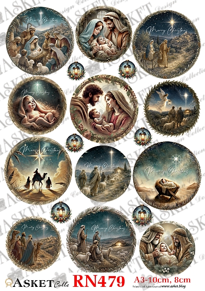 Święta Rodzina, szopka bożonarodzeniowa, narodzenie Jezusa, papier do decoupage, papier ryżowy, rice paper, papier morwowy, religijne motywy świąteczne