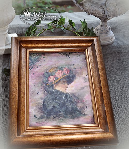 wiktoriańska dama - portret decoupage malarski