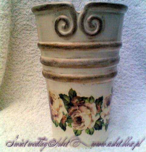 donica wazon ceramiczny decoupage
